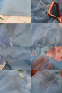 他の写真3: 50〜60年代ライトブルー×パステルピンク×ホワイトシースルー花柄サテンリボン付きボリュームスリーブ五分袖シフォンドレス