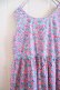 画像16: ピンク×ブルーグリーン×パープル花柄ポケット付きノースリーブドレス (16)