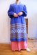 画像1: ブルー×ホワイト×ビタミンカラーグアテマラ刺繍ポケット付きスリットネック長袖ドレス (1)