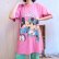 画像5: made in USA ピンク×カラフルミッキーマウス＆ミニーマウスプリントクルーネック半袖Tシャツ (5)
