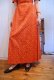 画像6: 70年代オレンジレッド×イエロー×ブラック花柄スクエアネック半袖ドレス