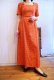 画像3: 70年代オレンジレッド×イエロー×ブラック花柄スクエアネック半袖ドレス (3)