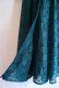画像16: ダークグリーン花柄総レースフロントボタンスタンドカラーパフスリーブ長袖ドレス