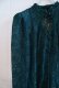 画像17: ダークグリーン花柄総レースフロントボタンスタンドカラーパフスリーブ長袖ドレス (17)