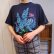 画像4: ネイビー×サックスブルー×グリーン花プリントクルーネック半袖Tシャツ (4)