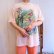 画像2: made in USA ”Hanes” ベイビーピンク×グリーン×カラフルアニマルプリントクルーネック半袖Tシャツ (2)