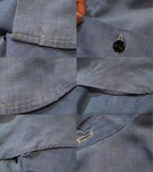 他の写真1: ”Sears”ライトブルー×ブラック×オレンジ蝶々＆花刺繍胸ポケット付き長袖シャンブレーシャツ 