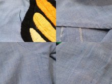 他の写真2: ”Sears”ライトブルー×ブラック×オレンジ蝶々＆花刺繍胸ポケット付き長袖シャンブレーシャツ 