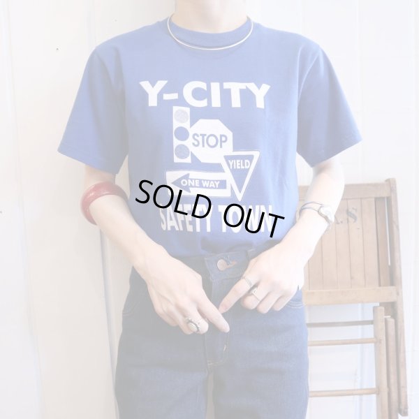 画像2: made in USA ”JERZEES”ブルー×ホワイト英字ロゴ両面プリントクルーネック半袖Tシャツ