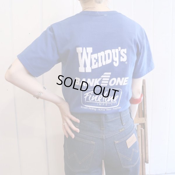 画像1: made in USA ”JERZEES”ブルー×ホワイト英字ロゴ両面プリントクルーネック半袖Tシャツ