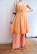 画像3: オレンジ×イエローチェック飾りリボン付きキャミソールミドル丈ドレス
