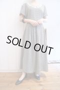 ▼30％OFF▼　ブラック×ホワイトギンガムチェックレース襟＆ウエストリボン付き半袖ドレス