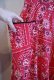 画像14: 70年代 レッド×ホワイト×ブラックバンダナ柄ポケット付きラウンドネックノースリーブラップドレス