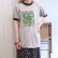 画像6: グレー×ブラック×グリーン虫＆英字ロゴプリントクルーネック半袖リンガーTシャツ