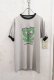 画像8: グレー×ブラック×グリーン虫＆英字ロゴプリントクルーネック半袖リンガーTシャツ