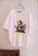 画像8: ホワイト×ブラック×グリーンMickey Mouse刺繍Minnie Mouse＆Donald duckプリントクルーネック半袖スウェットTシャツ