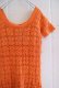 画像15: オレンジ無地お花＆扇編みラウンドネック半袖クロシェットミニドレス