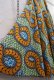 画像13: ライトグリーン×オレンジ×ブルー幾何学柄アフリカンバティックロングスカート