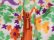 画像17: 70年代ライトグリーン×オレンジ×パープルリーフ＆鳥＆花柄スリット入りホルターネックロングドレス