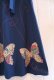 画像13: 70年代ネイビー×ピンク×ベージュペイズリー＆花柄蝶々パッチ付き刺繍入りラップスカート