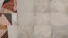 他の写真1: ”JCPenney” 70年代 ホワイト×オレンジ×ブラウンパッチワーク柄レース切替半袖裾フリルロングドレス