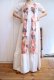 画像1: ”JCPenney” 70年代 ホワイト×オレンジ×ブラウンパッチワーク柄レース切替半袖裾フリルロングドレス (1)