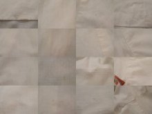 他の写真3: ”JCPenney” 70年代 ホワイト×オレンジ×ブラウンパッチワーク柄レース切替半袖裾フリルロングドレス