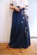 画像2: 70年代 インディゴブルー花刺繍＆花装飾フロントボタンデニムロングスカート (2)