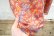 画像15: 70年代オレンジレッド×くすみブルー×ホワイト花柄ウエストリボン付きビッグカラーフレアスリーブ半袖シースルーロングドレス