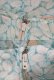 画像15: 70年代ホワイト×ライトブルーグリーンリーフ柄フリルデザインカシュクールノースリーブシアーロングドレス