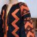 画像6: ブラック×オレンジレッド×イエローエスニック刺繡タッセルリボン付きスリットネックバルーンスリーブ長袖チュニック