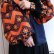 画像7: ブラック×オレンジレッド×イエローエスニック刺繡タッセルリボン付きスリットネックバルーンスリーブ長袖チュニック