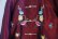 画像14: ダークレッド×ベージュ×カラフル花刺繍スタンドカラー長袖チャイナシャツジャケット