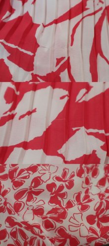 他の写真2: "Susan Freis"ピンク×ホワイト花柄フリルデザインプリーツ切替リボン付きカシュクールバルーンスリーブ長袖ドレス