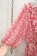 画像11: "Susan Freis"ピンク×ホワイト花柄フリルデザインプリーツ切替リボン付きカシュクールバルーンスリーブ長袖ドレス (11)