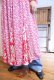 画像6: "Susan Freis"ピンク×ホワイト花柄フリルデザインプリーツ切替リボン付きカシュクールバルーンスリーブ長袖ドレス