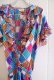 画像18: 80年代ライトブルー×ピンク×カラフルブロックチェックフリルデザインタッセルリボン付きカシュクール長袖ティアードドレス