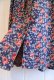 画像14: ブルー×ピンクレッド花柄ポケット付きフロントボタンラウンドネックノースリーブドレス