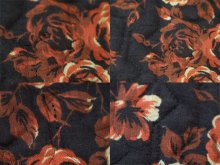 他の写真2: 60〜70年代ブラック×オレンジブラウン花柄キルティング切替長袖ロングドレス