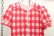 画像12: 70年代 レッド×ホワイトギンガムチェックレース＆くるみボタン＆ポケット付きパフスリーブ半袖ドレス (12)