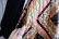 画像6: 60〜70年代ブラック×ピンク×ライムグリーン無地＆花＆ペイズリー柄キルティング切替フロントハーフジップポケット付き開襟長袖ロングドレス (6)