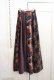 画像8: 70年代ブラック×ブラウン×くすみレッド花＆抽象柄パッチワークベロアロングスカート