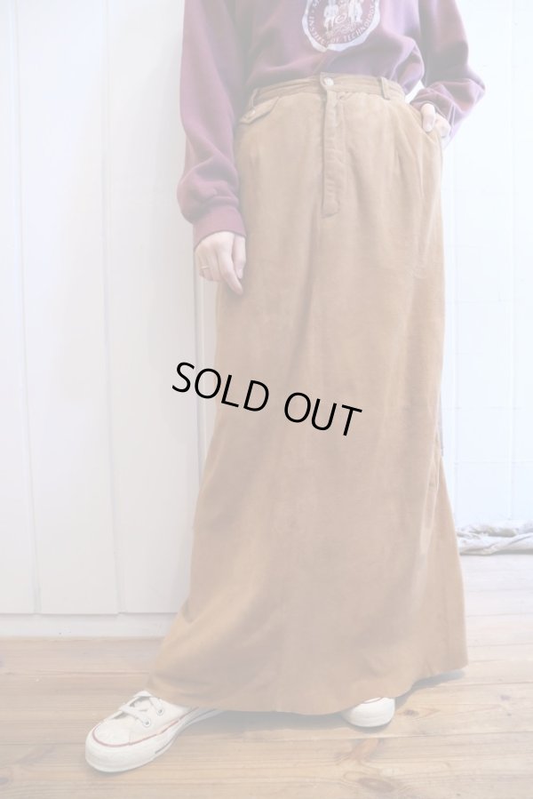 画像2: ”Ralph Lauren”ブラウン無地ポケット付きスウェードスカート