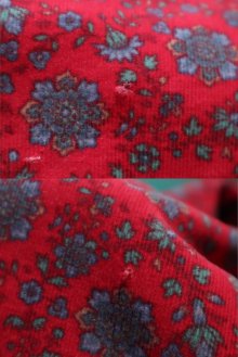 他の写真2: ”laura ashley”レッド×ブルー花柄ダブルボタンポケット付きクルーネック長袖コーデュロイドレス