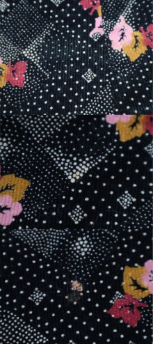 他の写真1: 70年代ブラック×ライトピンク×くすみレッドピンドット＆スクエア＆リーフ柄ロングスカート