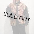 ▼30％OFF▼　ダークグレー×イエロー×レッド幾何学柄ポケット付きハイネック長袖ジャケット