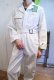 画像4: 50年代ホワイト無地クローバーワッペンベルト＆ポケット付き開襟長袖ジャンプスーツ