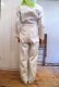 画像8: 50年代ホワイト無地クローバーワッペンベルト＆ポケット付き開襟長袖ジャンプスーツ