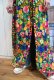 画像2: 70年代グリーン×ピンク×カラフル花柄フリルデザインロングスカート (2)