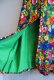 画像10: 70年代グリーン×ピンク×カラフル花柄フリルデザインロングスカート
